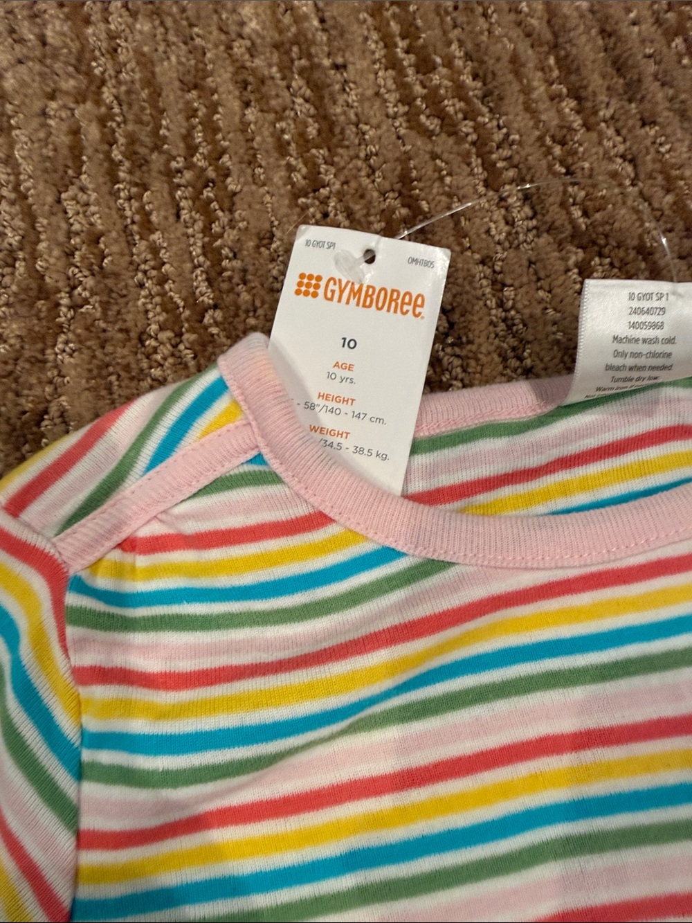Gymboree Rainbow Stripe Tee with Pink Trim and Flower - Picture 2 of 3